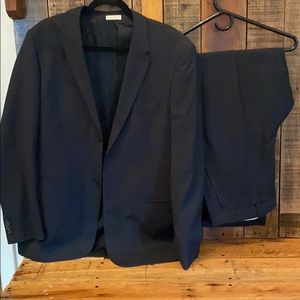 Black, thin striped two piece suit